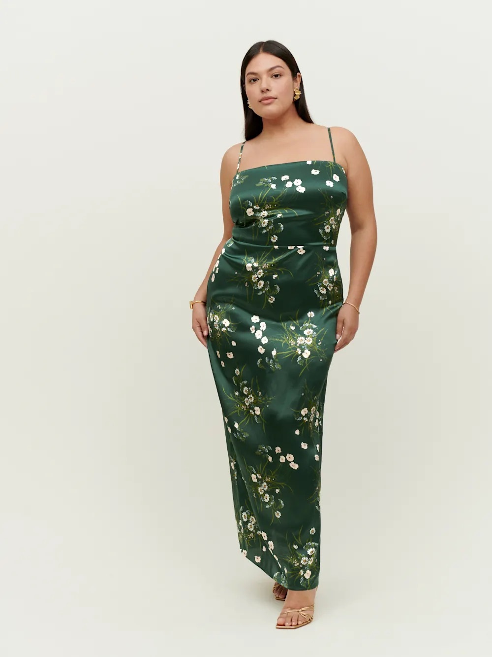 Reformation Frankie Silk Dress Es Buena Green Floral Size 14